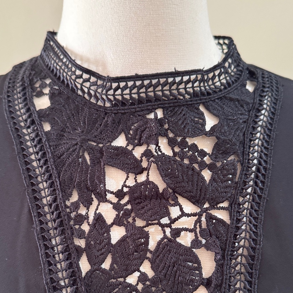 Nasty Gal Black Lace-Inset Peplum Long Sleeve Top - Picture 5 of 7